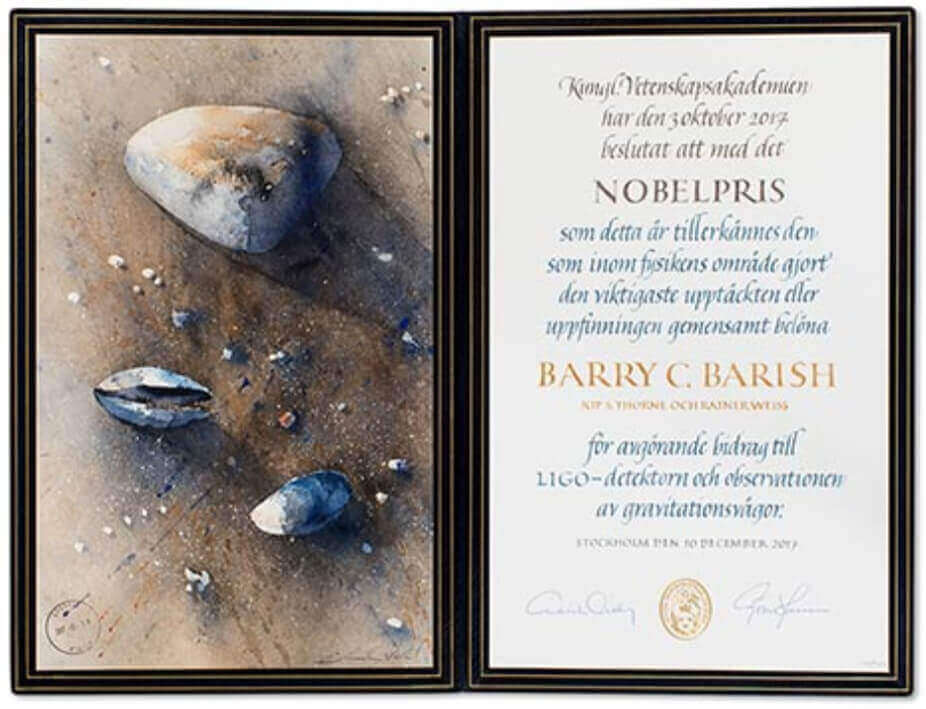 Diplôme prix Nobel Barry C. Barish