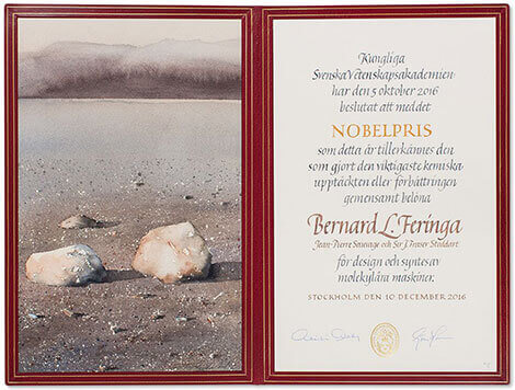 Diplôme prix Nobel Bernard L. Feringa
