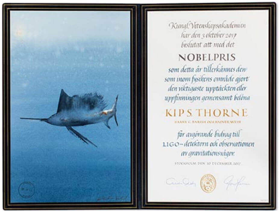 Kips Thorne Nobel diploma