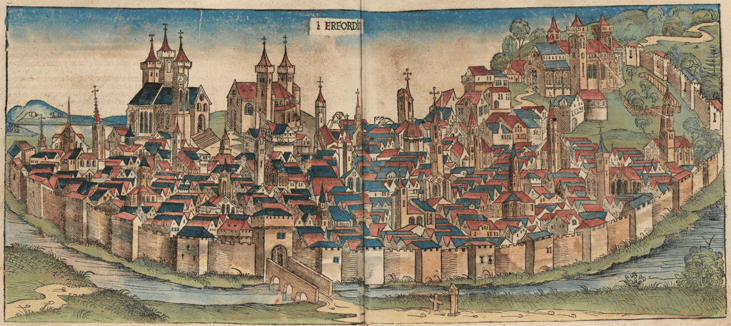 Woodcut of Erfurt from the Nuremberg Chronicle