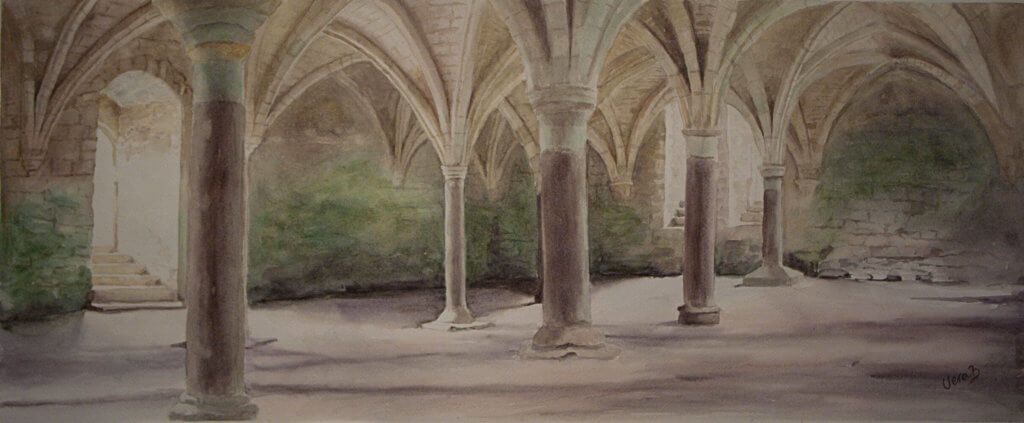 Vaults and pillars III, watercolor by Vera Billing