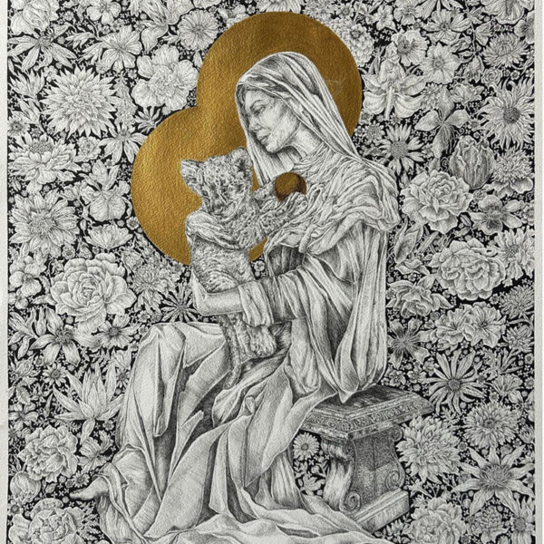 Liudmila Panenkova Pigment ink pen and golden acrylic, ARCHES® Aquarelle 300 gsm