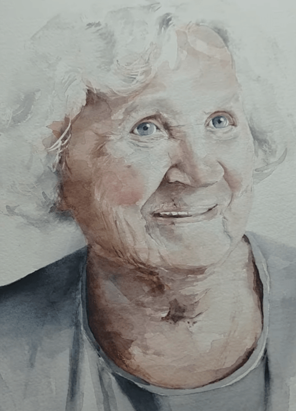Our Resident Artist Linda Ljungblad presents her favorite work, created in watercolor on 640 g/m² ARCHES® Watercolor fine grain paper. It is a portrait of her grandmother.