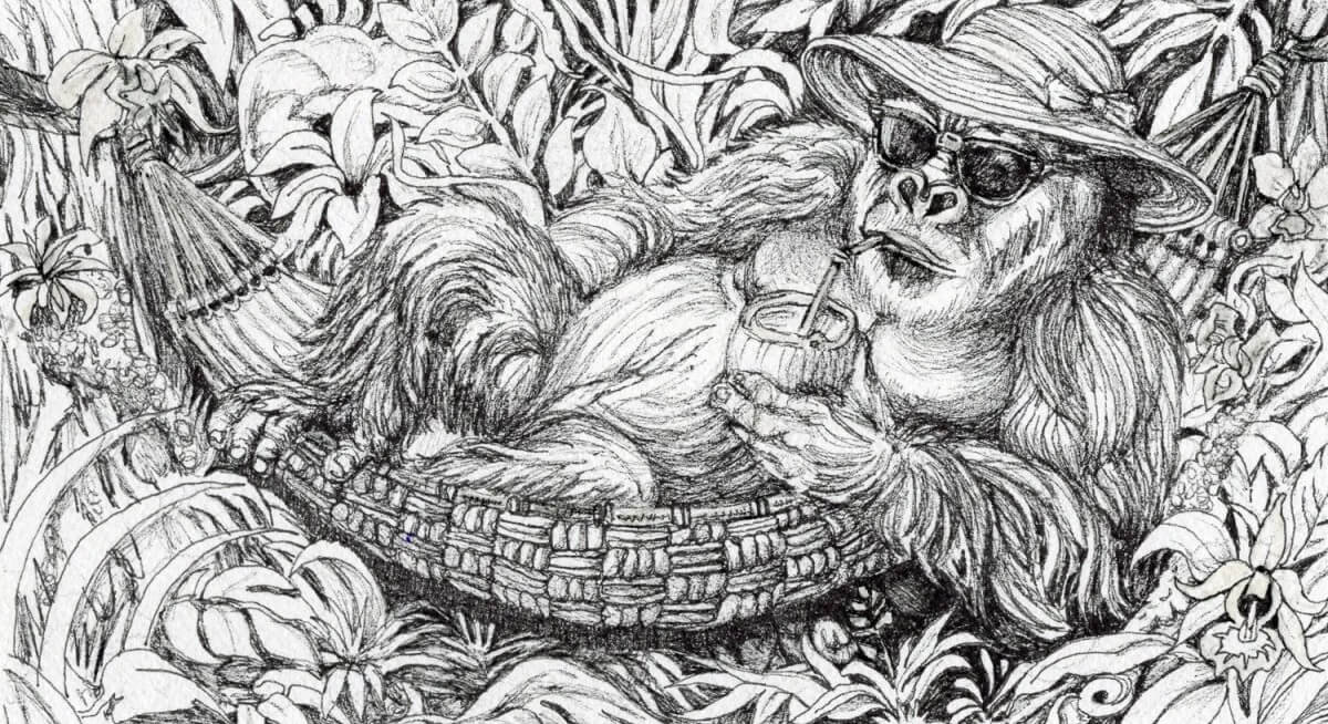 12-Gorilla-Chillin-Sharpie-Pen-in-an-Arches®-Aquarelle-Travel-Journal-CP