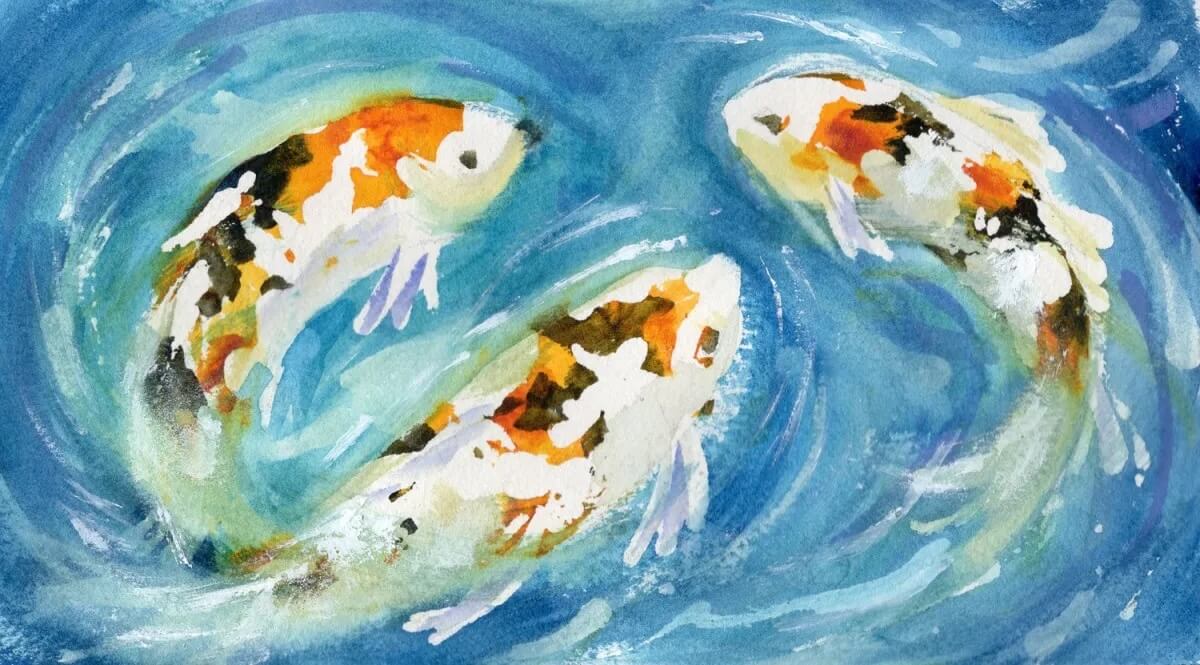 16-X-BK-C-Three-Koi-Daniel-Smith-Watercolor-in-an-Arches®-Aquarelle-Travel-Journal-CP