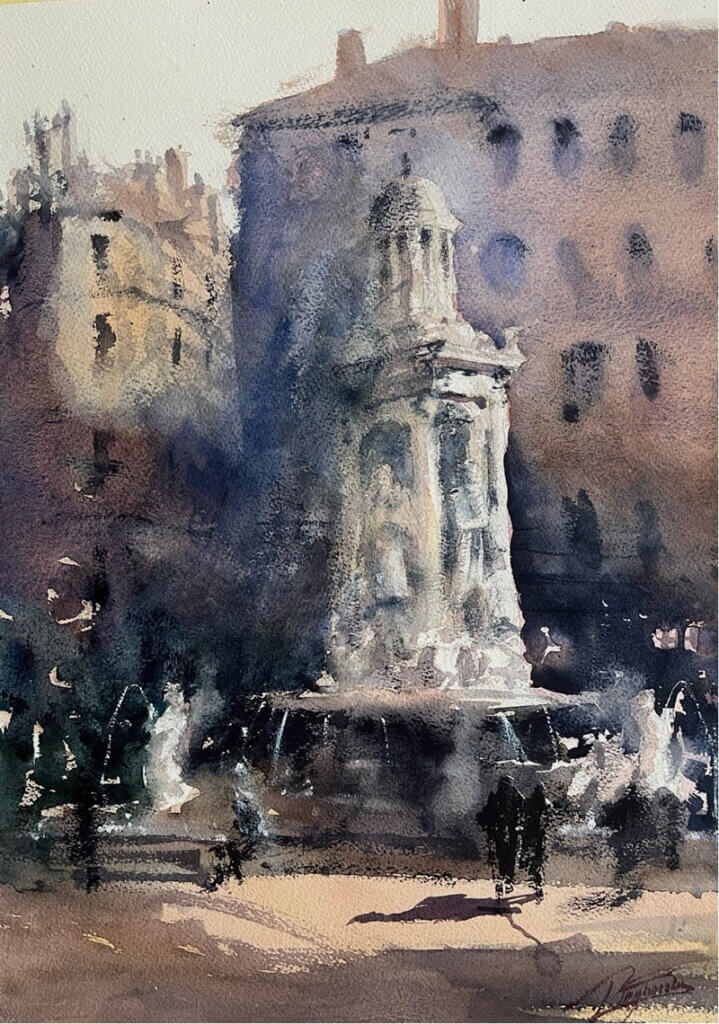Tigran Poghossian is a French-Armenian watercolour painter based in Berlin. His work is largely inspired by the urban landscapes that surround him. Through his subjects, Tigran seeks to express his inner world and his reactions to his environment. He aims to pay tribute to the simple things we too often forget to appreciate. Tigran has exhibited numerous times in France, Germany and Italy, in both solo and group contexts. He has also been invited to serve as a jury member for painting competitions. He is a member of the German Watercolour Society.