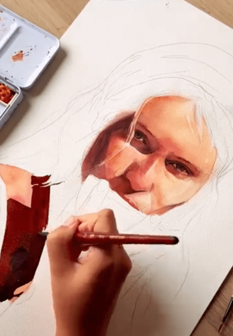 Amanda Reis presents her favorite work created on ARCHES® Aquarelle cold pressed paper which represents a portrait of a woman.